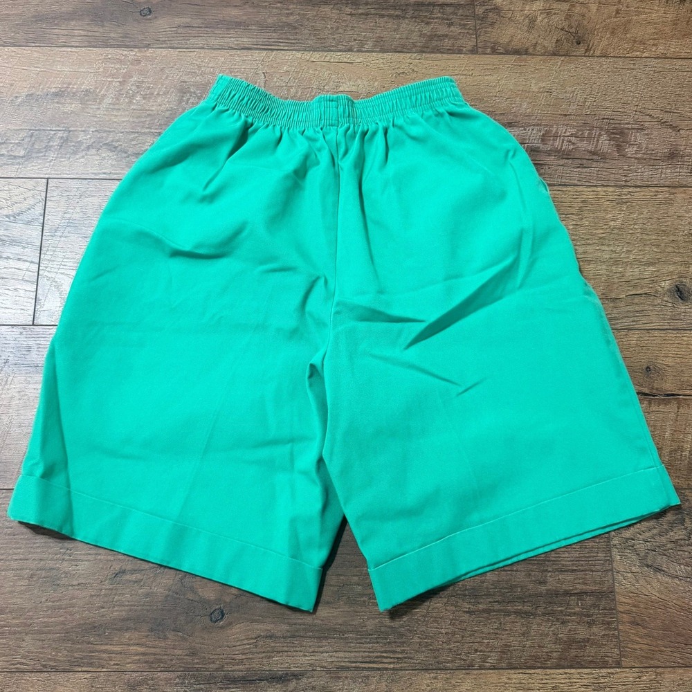 Koret‎ Francisca Petite Green High Waisted Elastic Waist Shorts Size 6P USA Made
